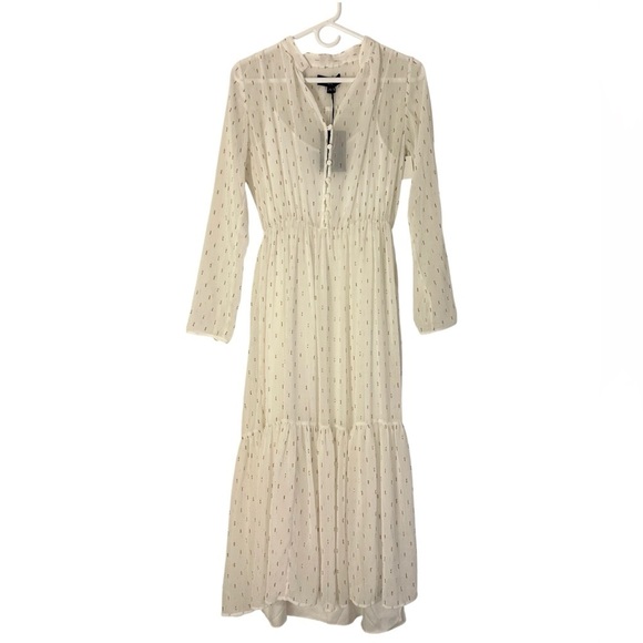 NWT💕 SALONI Alexia Tiered Metallic Crinkled Maxi Dress SZ 4 - Picture 3 of 6